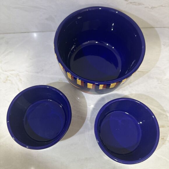 Crate & Barrel Blue All 5.25" x 3.25" Serving Bowl Set Of 3 - Picture 5 of 7